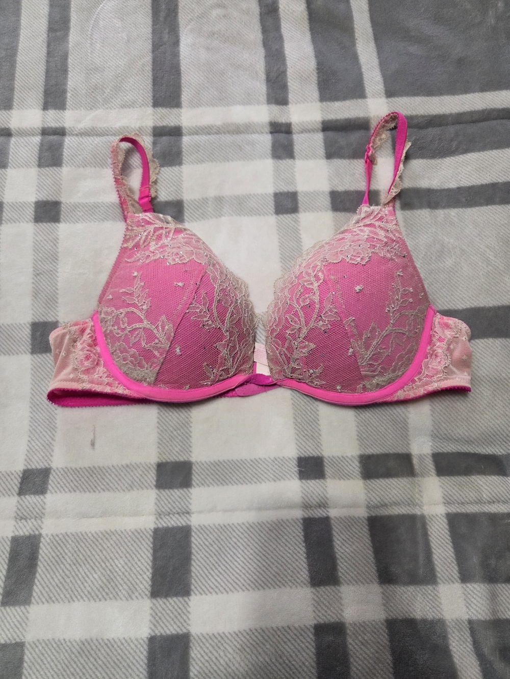 Victoria's Secret Hot Pink Lace Push-Up Bra